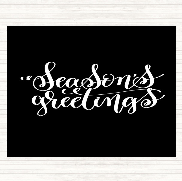 Black White Christmas Seasons Greetings Quote Mouse Mat Pad