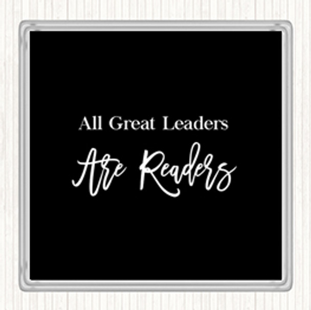 Black White All Great Leaders Quote Drinks Mat Coaster