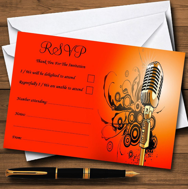 Red Orange Yellow Microphone Personalised RSVP Cards