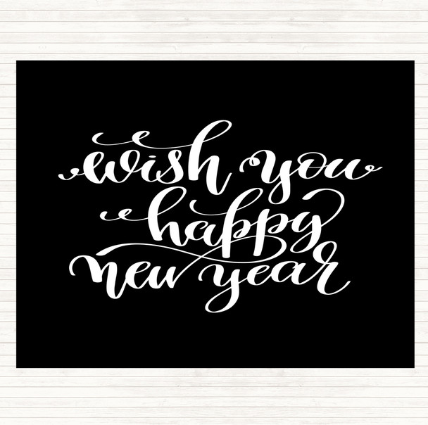 Black White Christmas Wish Happy New Year Quote Dinner Table Placemat