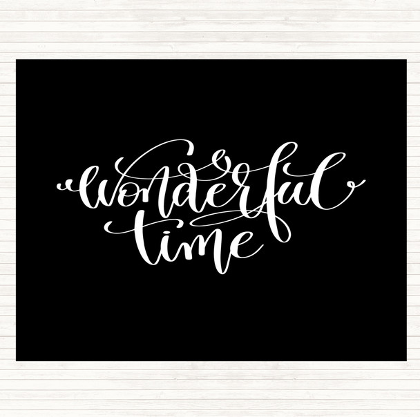 Black White Christmas Wonderful Time Quote Mouse Mat Pad