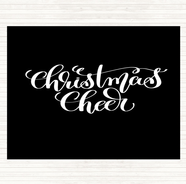 Black White Christmas Xmas Cheer Quote Mouse Mat Pad