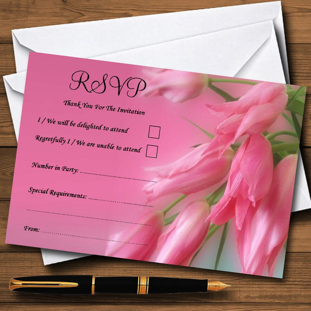 Warm Pink Flowers Personalised RSVP Cards