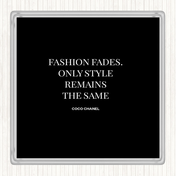 Black White Coco Chanel Fashion Fades Quote Drinks Mat Coaster