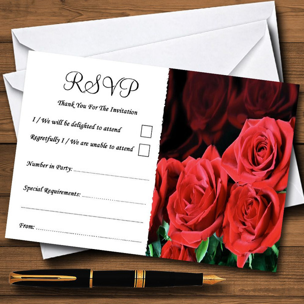 Black And Red Roses Personalised RSVP Cards