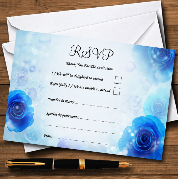 Stunning Blue Flowers Romantic Personalised RSVP Cards