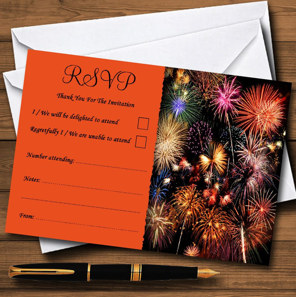 Orange Fireworks Personalised RSVP Cards