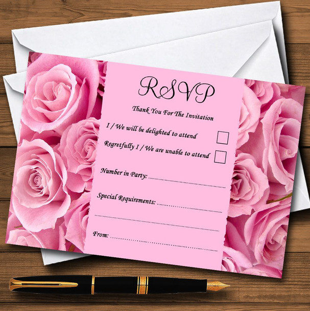 Pretty Pink Roses Personalised RSVP Cards