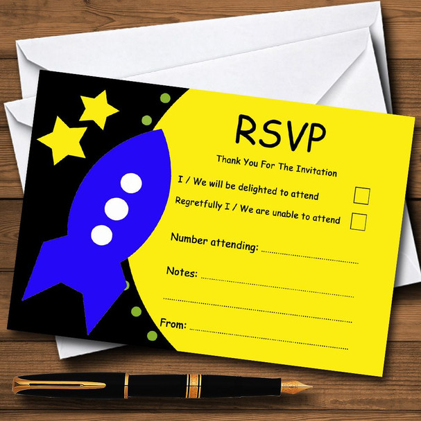 Space Rocket Personalised RSVP Cards