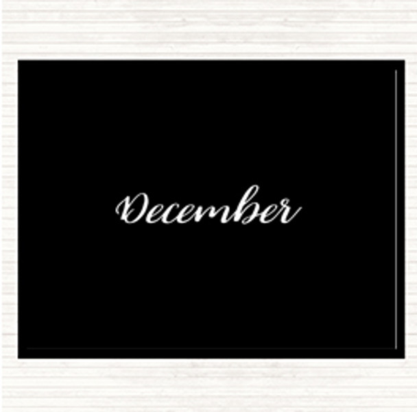 Black White December Quote Mouse Mat Pad