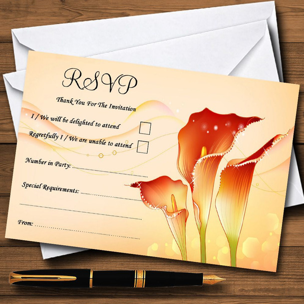 Red Orange Lily Personalised RSVP Cards