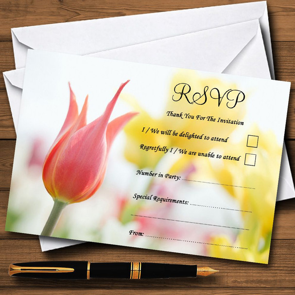 Dainty Pink And Yellow Floral Personalised RSVP Cards