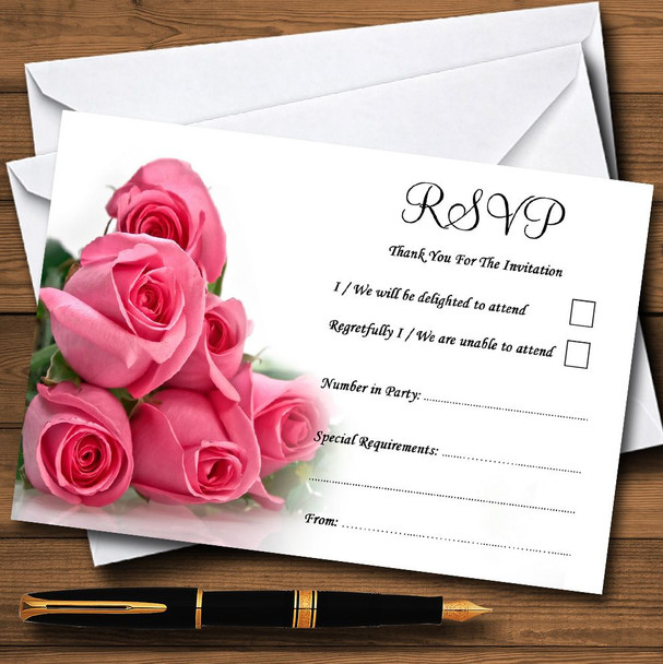 Pink Pretty Roses Personalised RSVP Cards