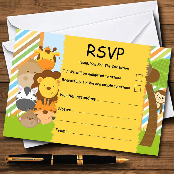 Cute Little Jungle Animals Personalised RSVP Cards