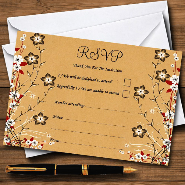 Vintage Flowers & Leaves Garden Tea Personalised RSVP Cards