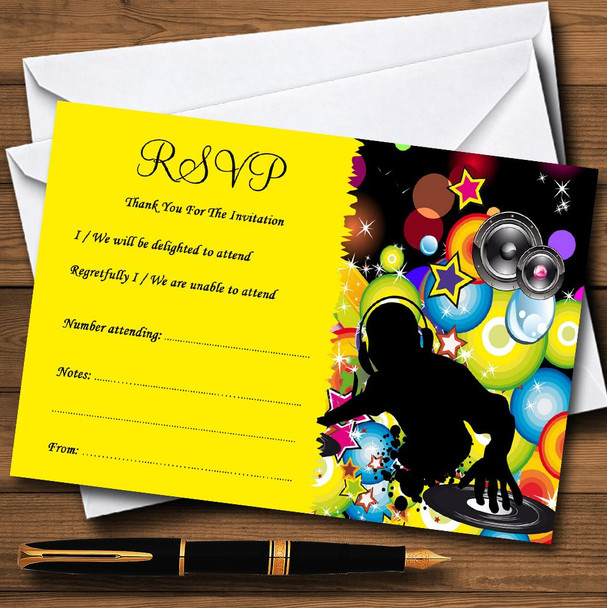 Colourful Disco DJ Personalised RSVP Cards