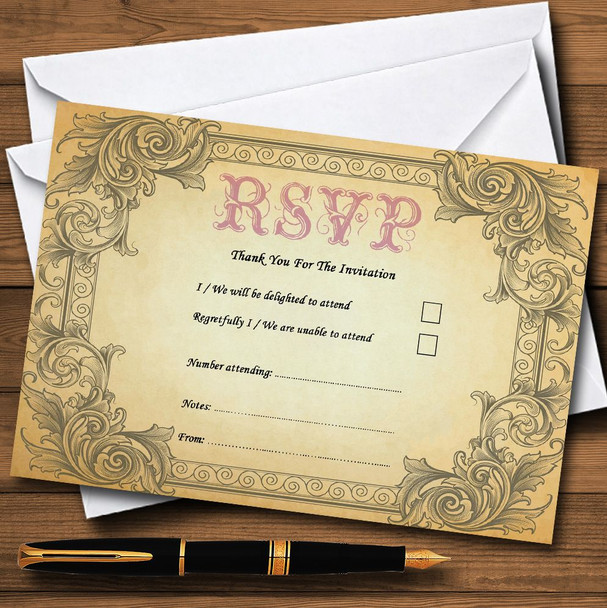 Typography Vintage Pale Pink Postcard Personalised RSVP Cards