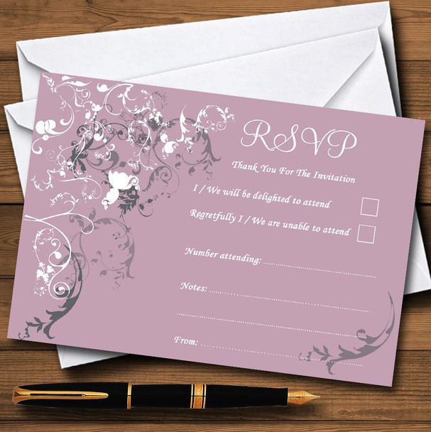 Lilac Vintage Shabby Chic Pattern Personalised RSVP Cards