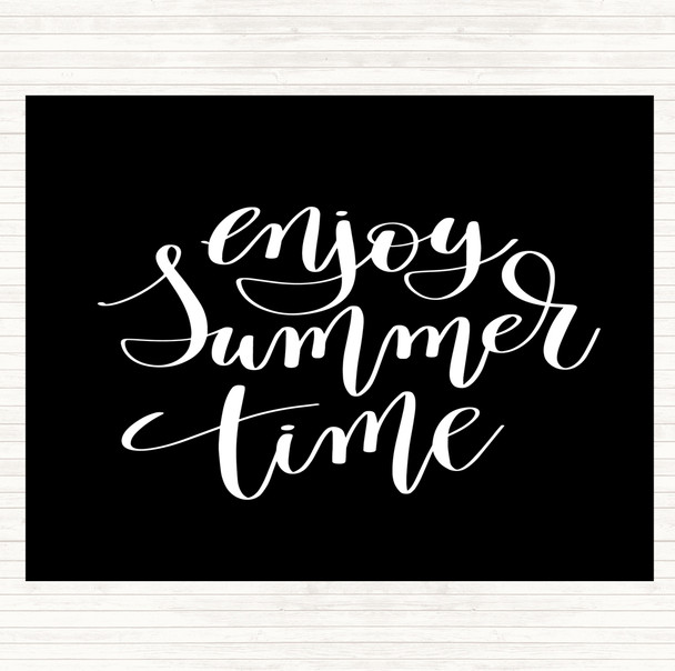 Black White Enjoy Summer Time Quote Mouse Mat Pad