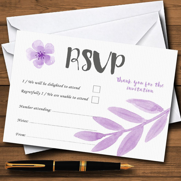 Watercolour Subtle Lilac Personalised RSVP Cards