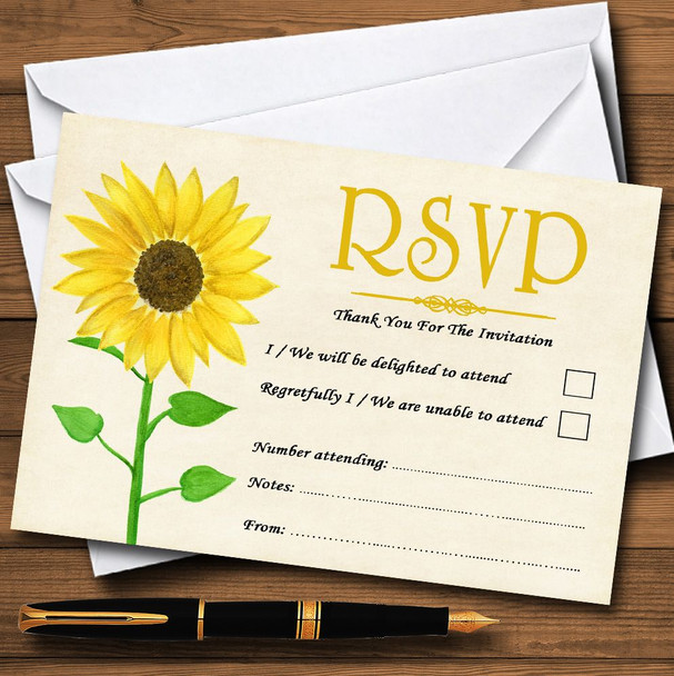 Vintage Sunflower Formal Personalised RSVP Cards