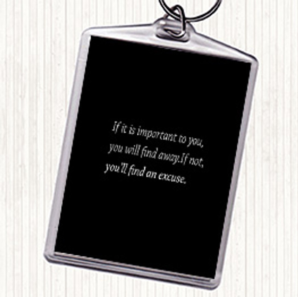 Black White Find A Way Quote Bag Tag Keychain Keyring
