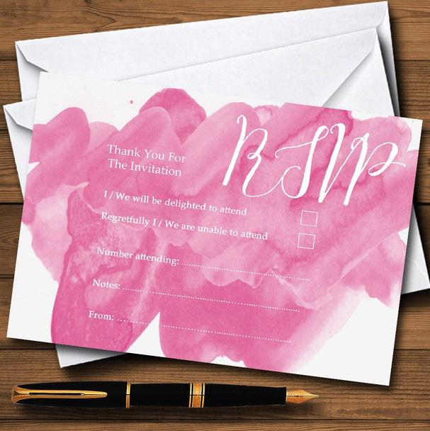 Warm Pink Watercolour Personalised RSVP Cards