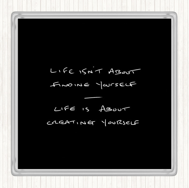 Black White Finding Yourself Quote Drinks Mat Coaster