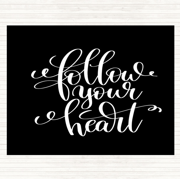 Black White Follow Heart] Quote Mouse Mat Pad