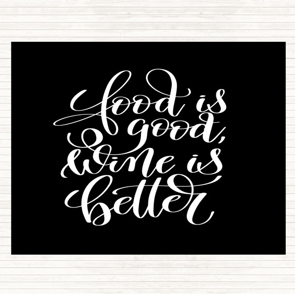 Black White Food Good Wine Better Quote Mouse Mat Pad