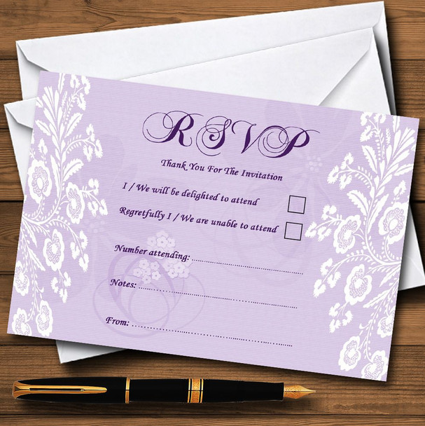Vintage Lace Lilac Chic Personalised RSVP Cards