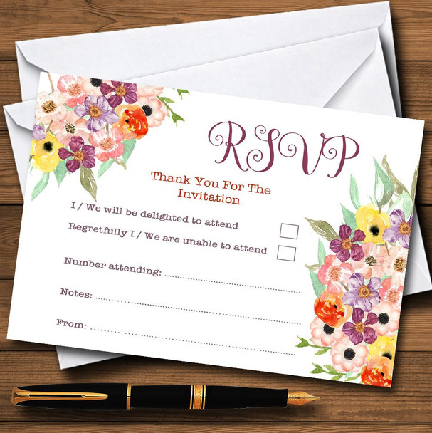 Floral Watercolour Bouquet Personalised RSVP Cards