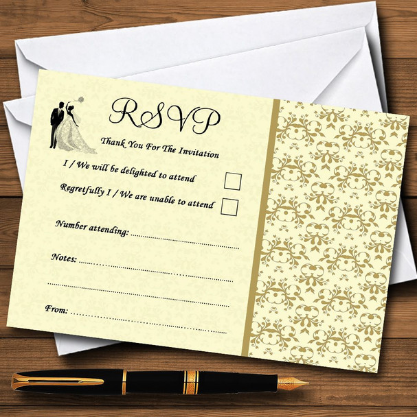 Gold Yellow Classic Personalised RSVP Cards
