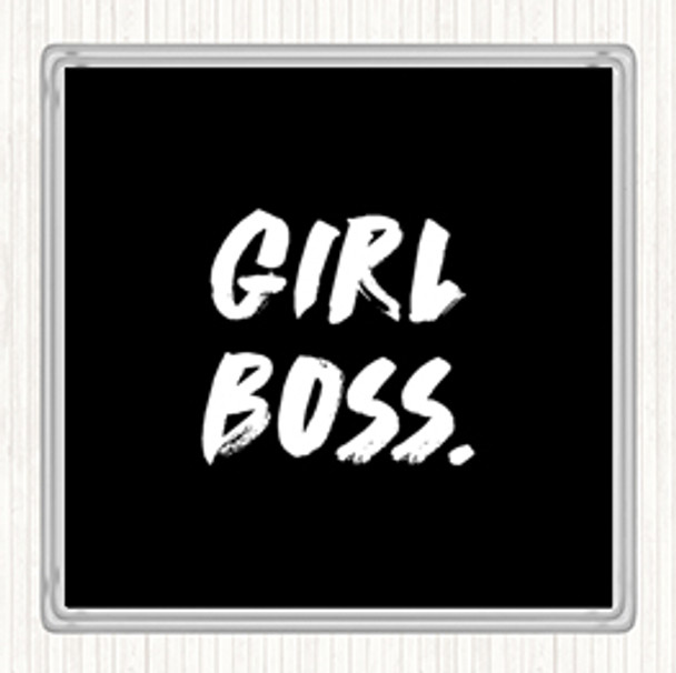 Black White Girl Boss Bold Quote Drinks Mat Coaster