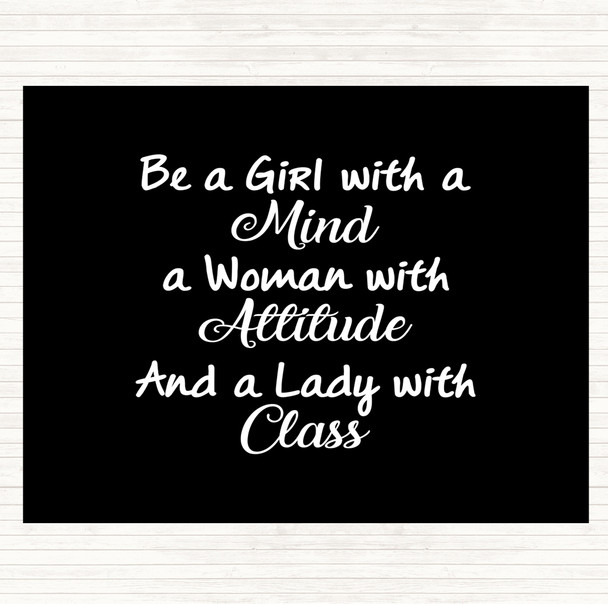 Black White Girl With A Mind Quote Mouse Mat Pad