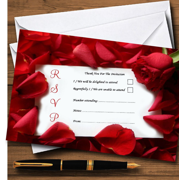 Red Rose Love Note Personalised RSVP Cards