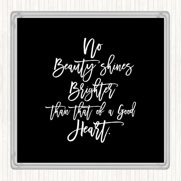 Black White Good Heart Quote Drinks Mat Coaster