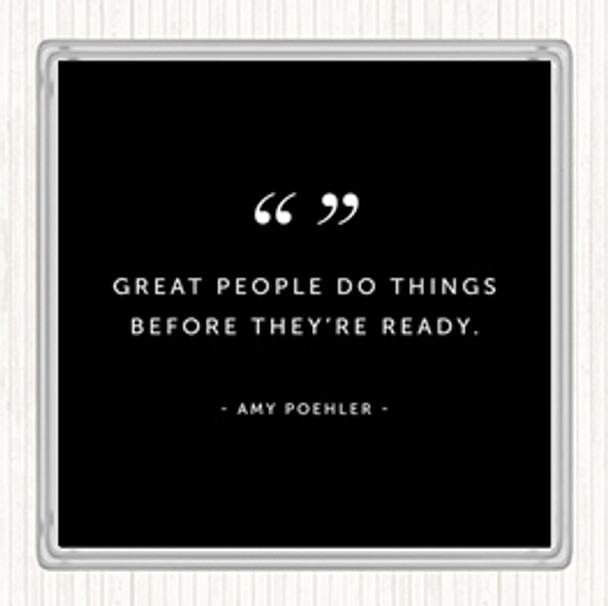 Black White Great People Quote Drinks Mat Coaster