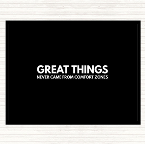 Black White Great Things Never Came From Comfort Zones Quote Mouse Mat Pad