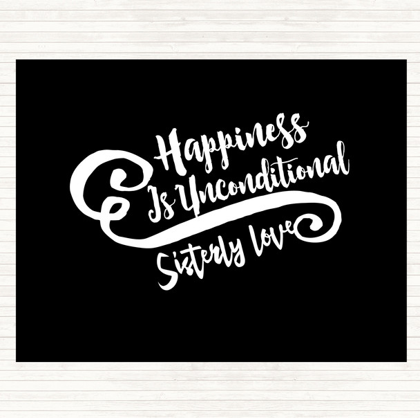 Black White Happiness Is Quote Mouse Mat Pad