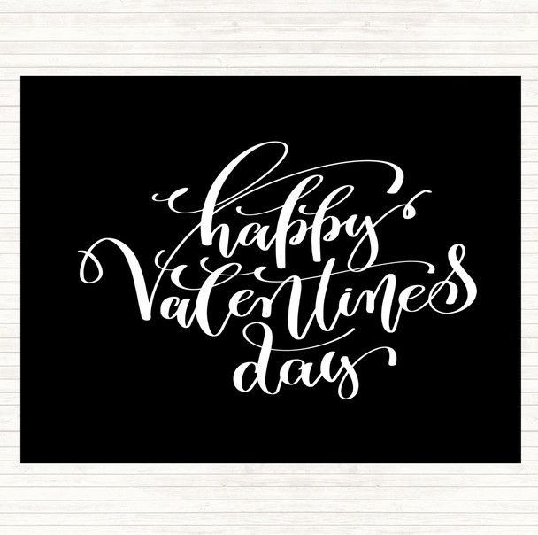 Black White Happy Valentines Quote Mouse Mat Pad