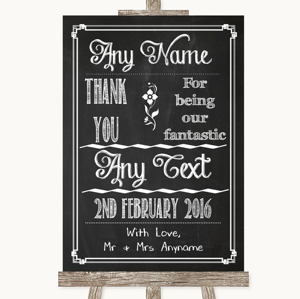 Chalk Sketch Thank You Bridesmaid Page Boy Best Man Personalised Wedding Sign