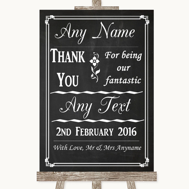 Chalk Style Thank You Bridesmaid Page Boy Best Man Personalised Wedding Sign