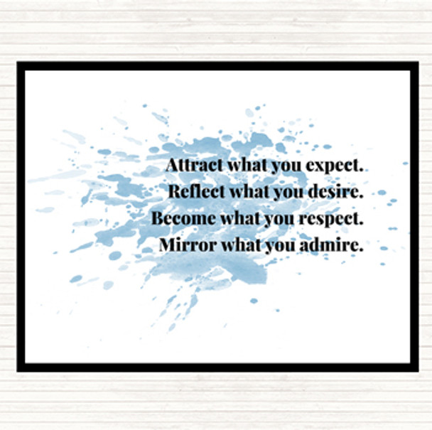 Blue White Attract What You Expect Inspirational Quote Mouse Mat Pad