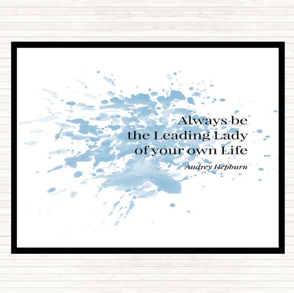 Blue White Audrey Hepburn Always Be The Leading Lady Inspirational Quote Dinner Table Placemat