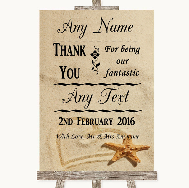 Sandy Beach Thank You Bridesmaid Page Boy Best Man Personalised Wedding Sign