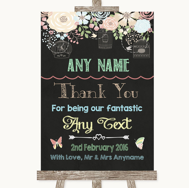 Shabby Chic Chalk Thank You Bridesmaid Page Boy Best Man Wedding Sign