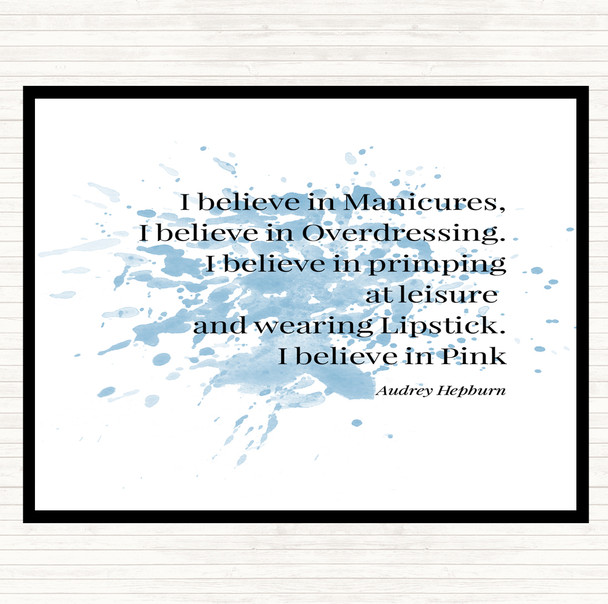 Blue White Audrey Hepburn Manicures Inspirational Quote Mouse Mat Pad