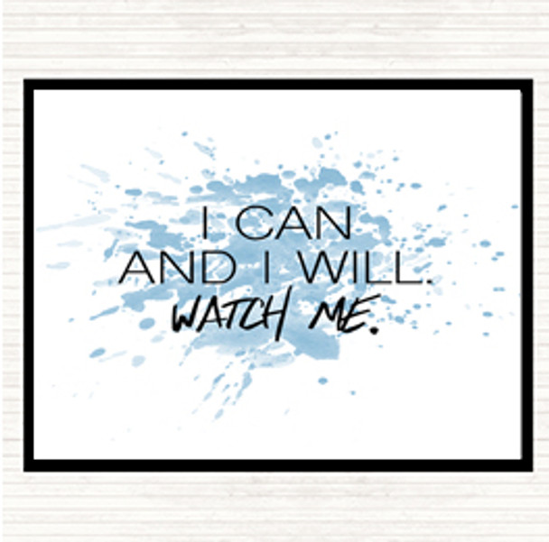 Blue White I Can And I Will Inspirational Quote Dinner Table Placemat