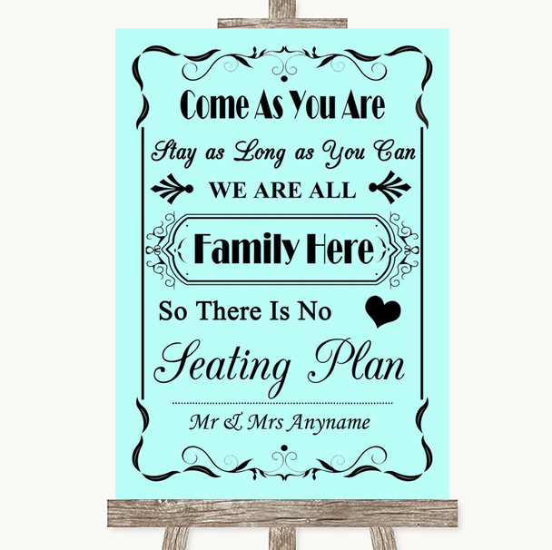 Aqua All Family No Seating Plan Personalised Wedding Sign